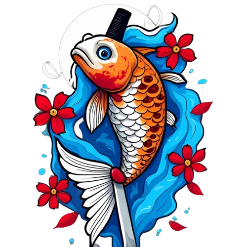 Custom Tee Shirts: Koi Fish & Katana Art | Japanese Culture Inspired Design