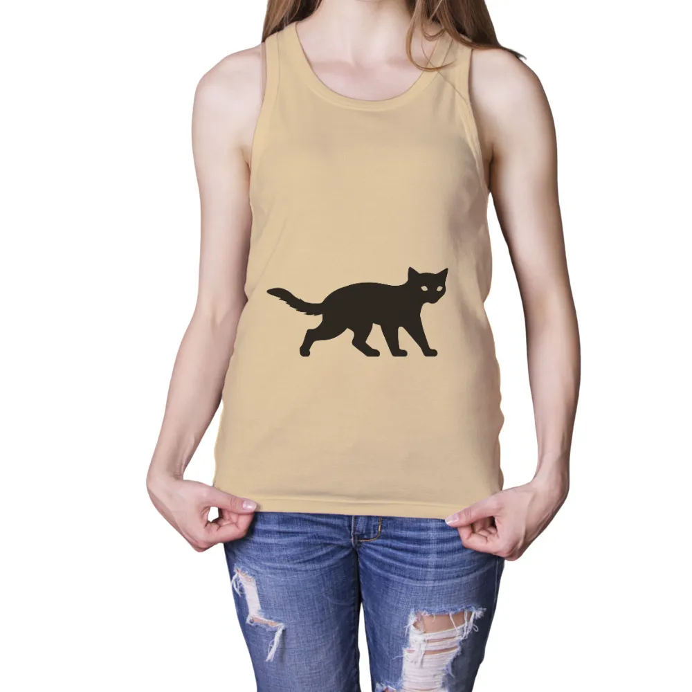 Graphic Tees: Black Cat Silhouette - Mystery and Elegance|hockey last night