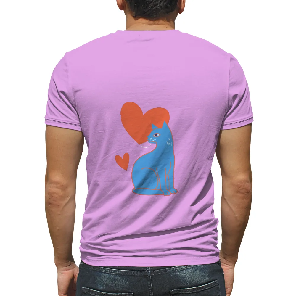 Graphic Tees: Blue Cat with Orange Heart - Unique Perspective and Love|peace love camping shirt