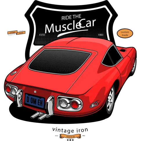 Graphic Tees: Ride the Muscle Car - Vintage Style Custom Made