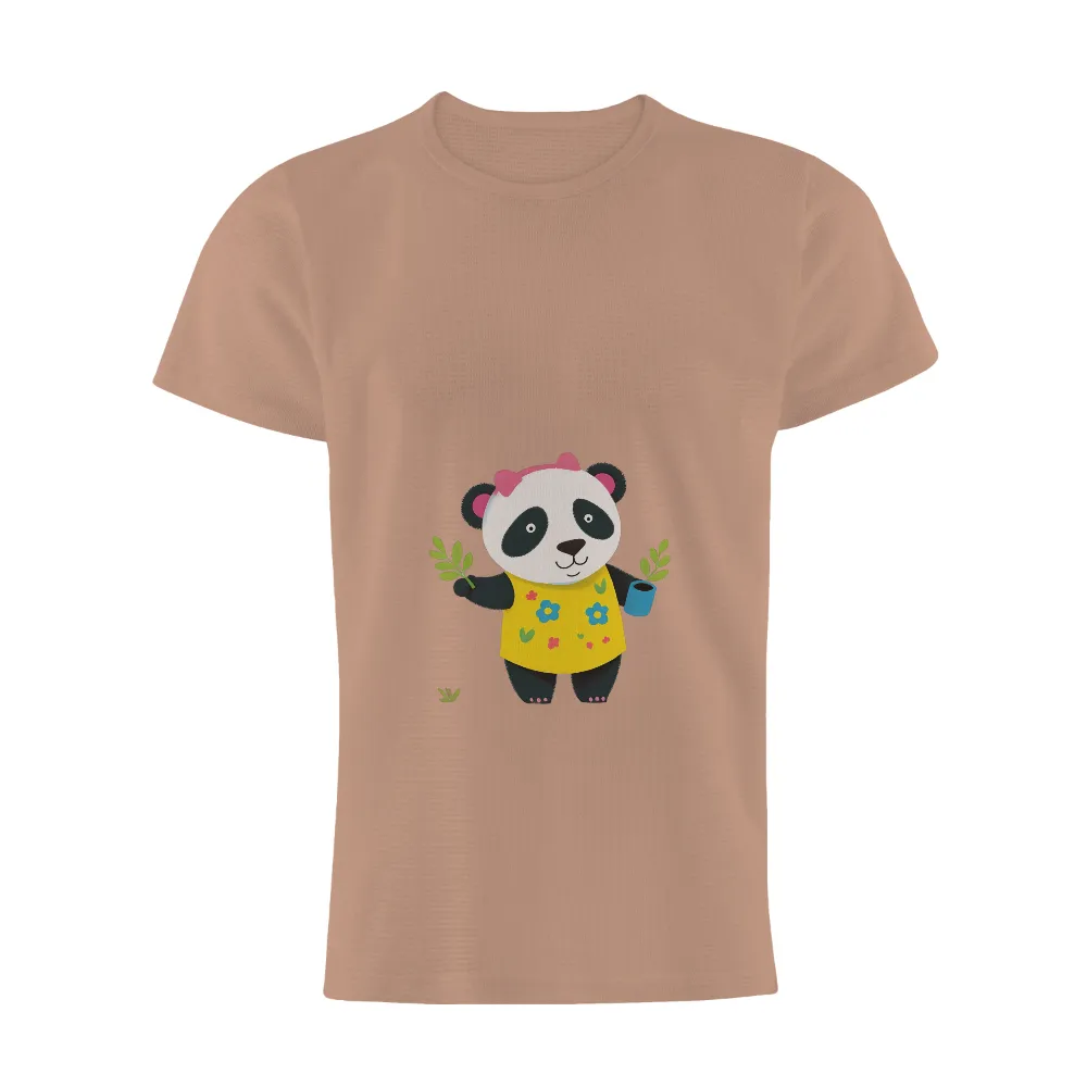 T-Shirts Pattern: Blossom the Panda - Nature's Joy|monkey in yellow shirt