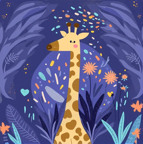 Graphic Tees: Enchanting Giraffe in a Whimsical Night