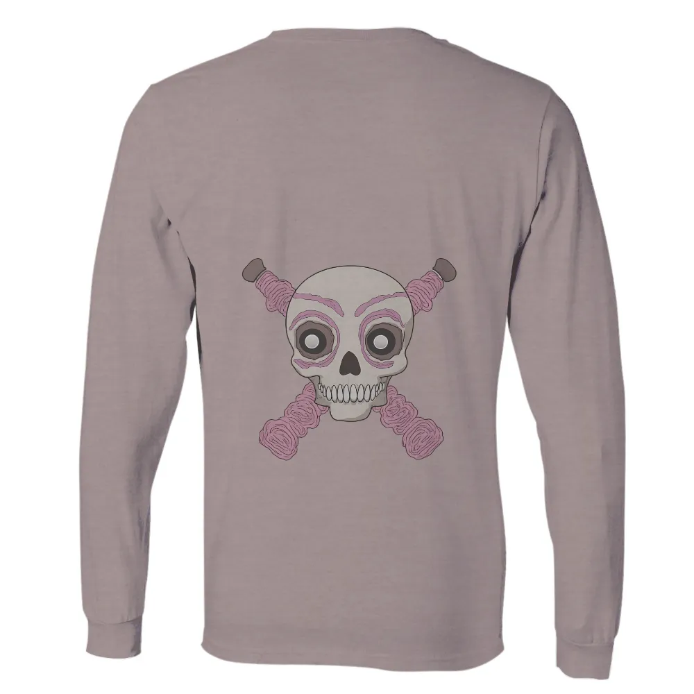 Tee Shirt Printing: Skull with Pink Pigtails Pop Culture Design| pop culture T-shirt