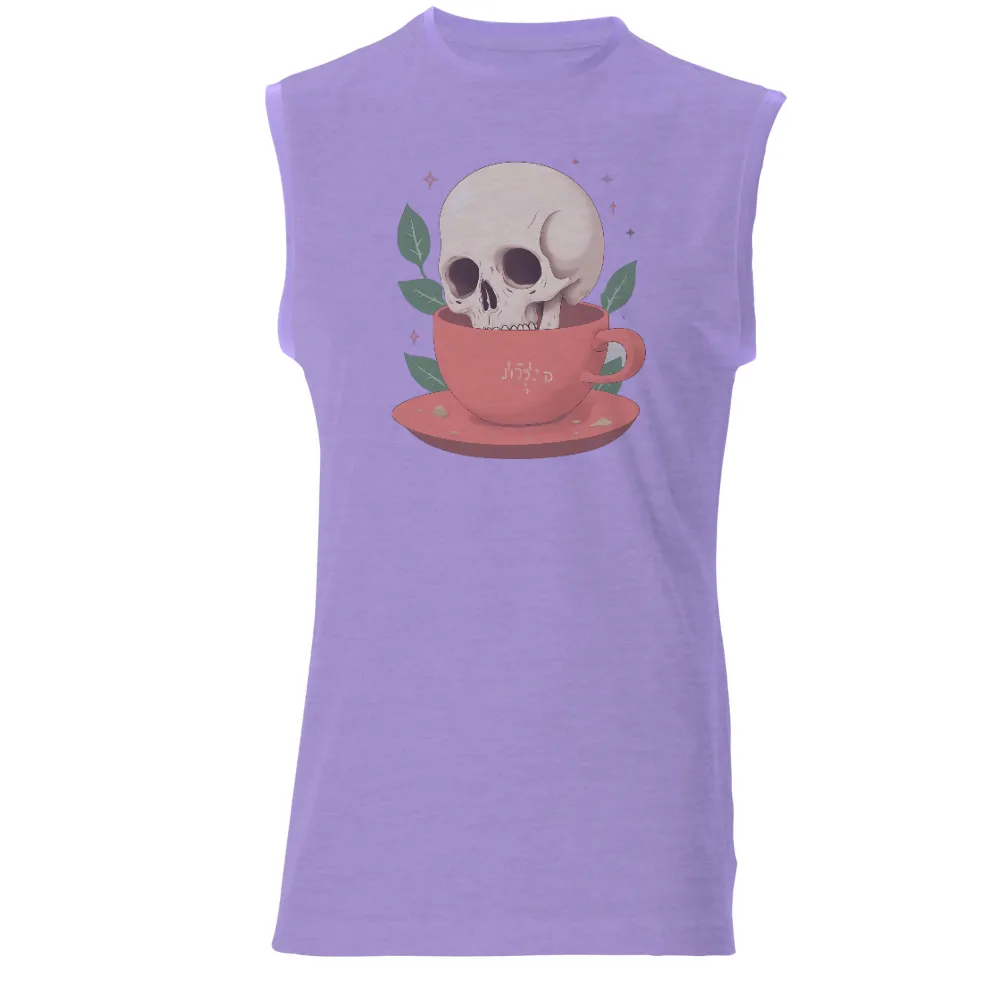 Customized Tee Shirts: Whimsical Skull in a Teacup - Artistic Design|roblox skull t shirt