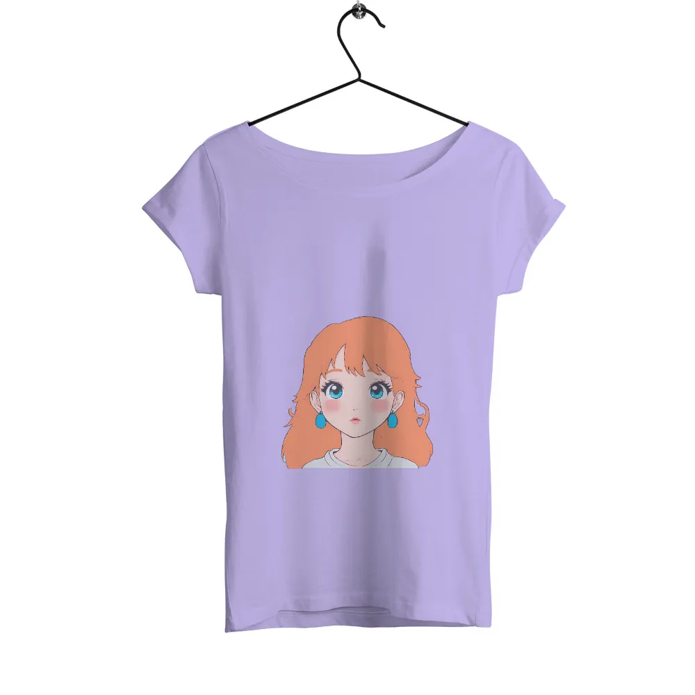 T-Shirts Pattern: Vibrant Orange Hair and Blue Eyes - Anime Style|minecraft tshirts youth