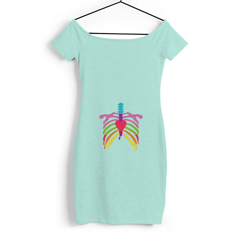 Vibrant Rainbow Heart Ribcage Graphic: Celebrate Diversity and Embrace Individuality|love for damar 3 shirts