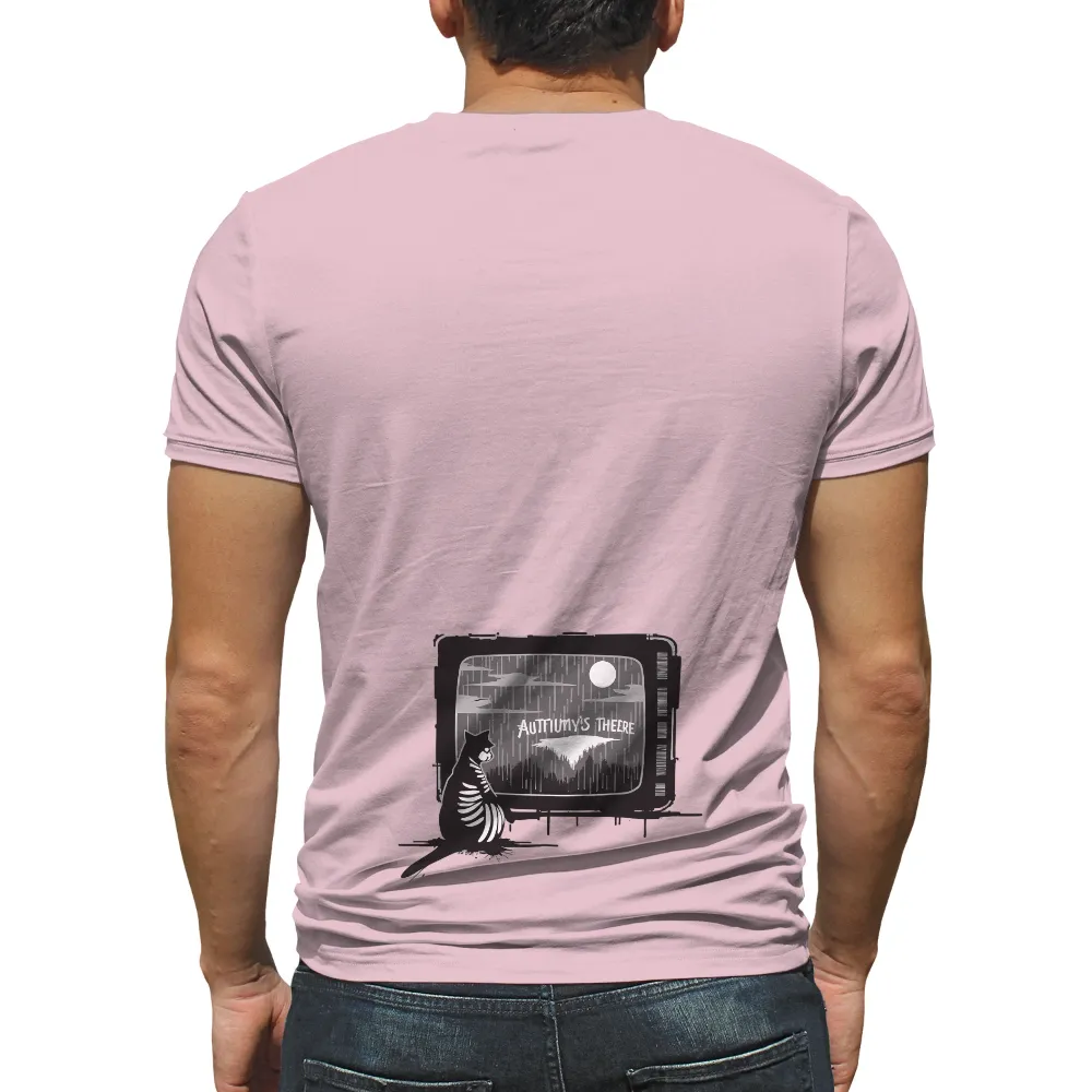 Custom Tee Shirts: Skeletal Cat Watching Vintage TV - Autiumy's There|8th wonder shirts