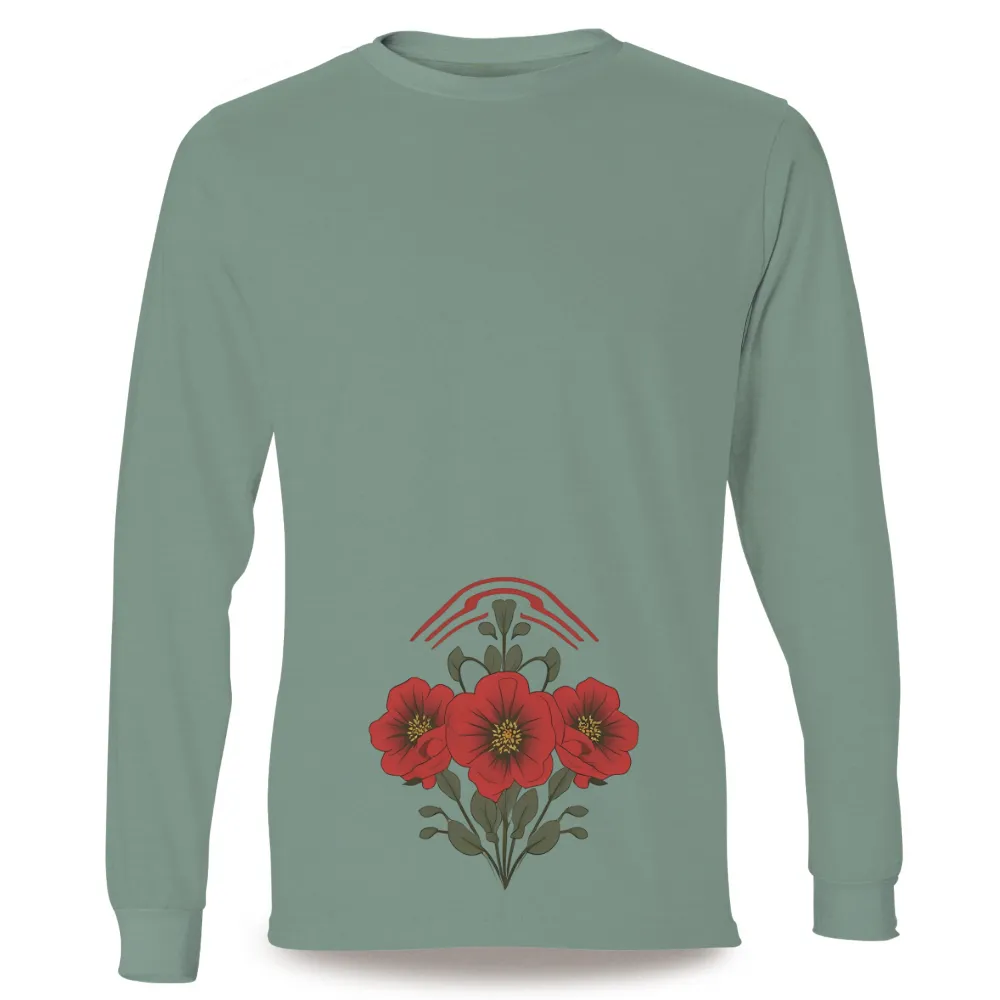 T-Shirt Printing: Red Poppies and Rainbow - Strength and Hope|rainbow raglan shirt