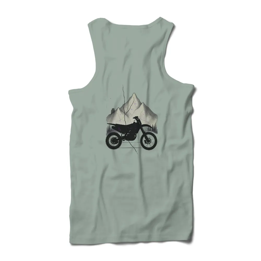 Customized Tee Shirts: Adventure Awaits with Dirt Bike and Mountains| pink hues