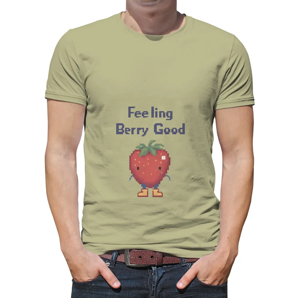 TShirt Design: Feeling Berry Good with Pixel Art Strawberry|cute easter shirts for women