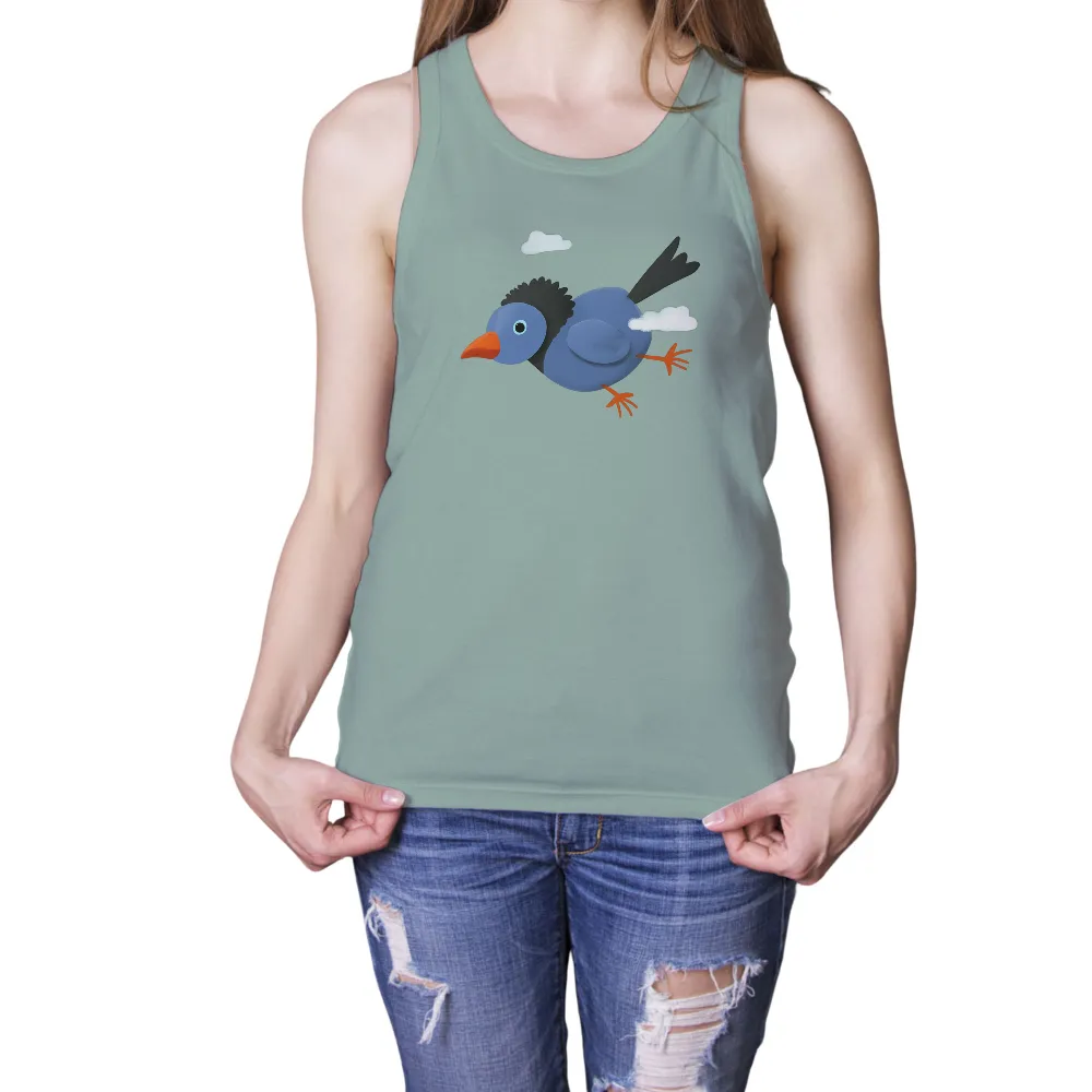 Shirts Graphic Tees: Blue Bird in Flight - Freedom and Dreams|orange army f1 t shirt