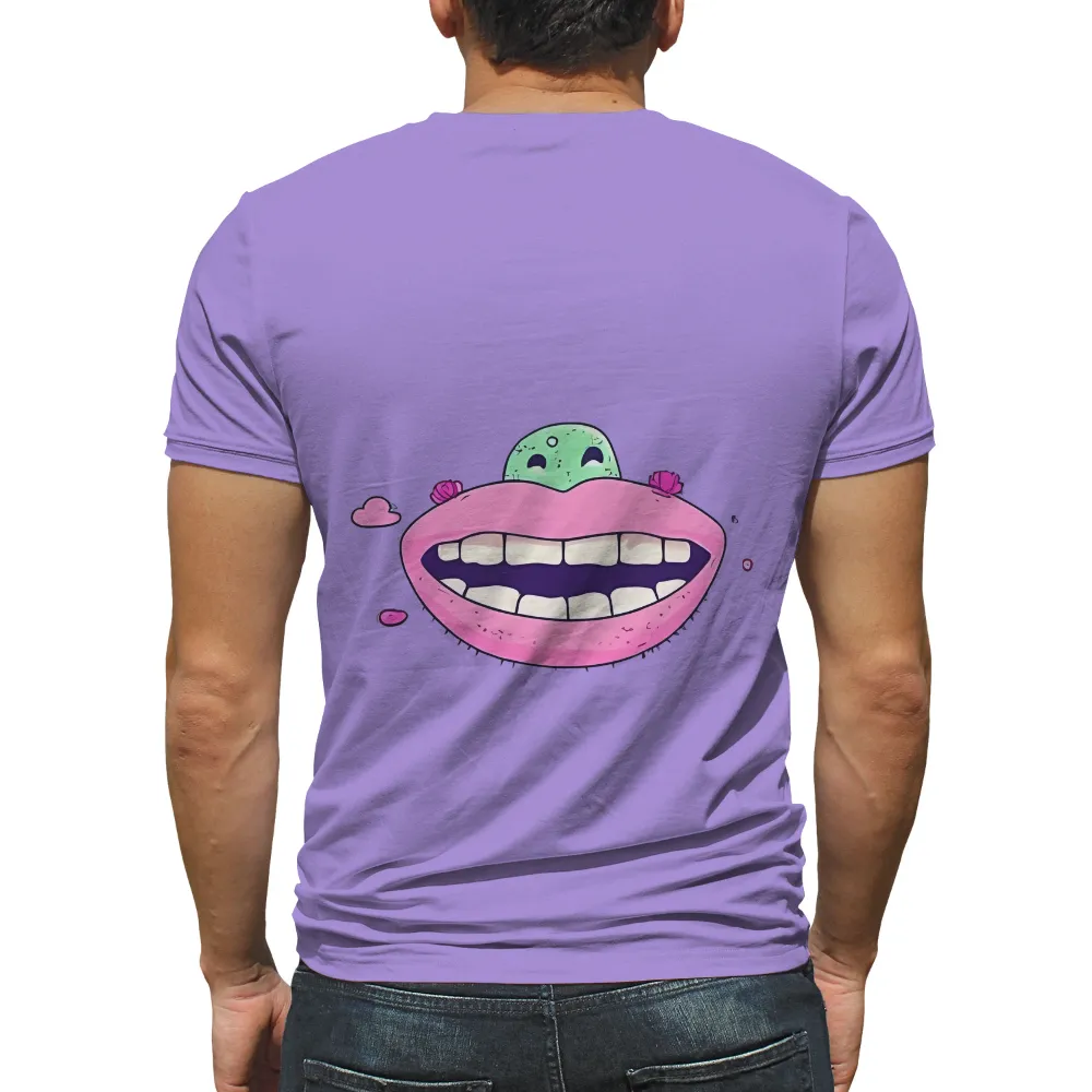 T-Shirts Design: Spread Joy with Zappy's Whimsical Smile| bright pink lips