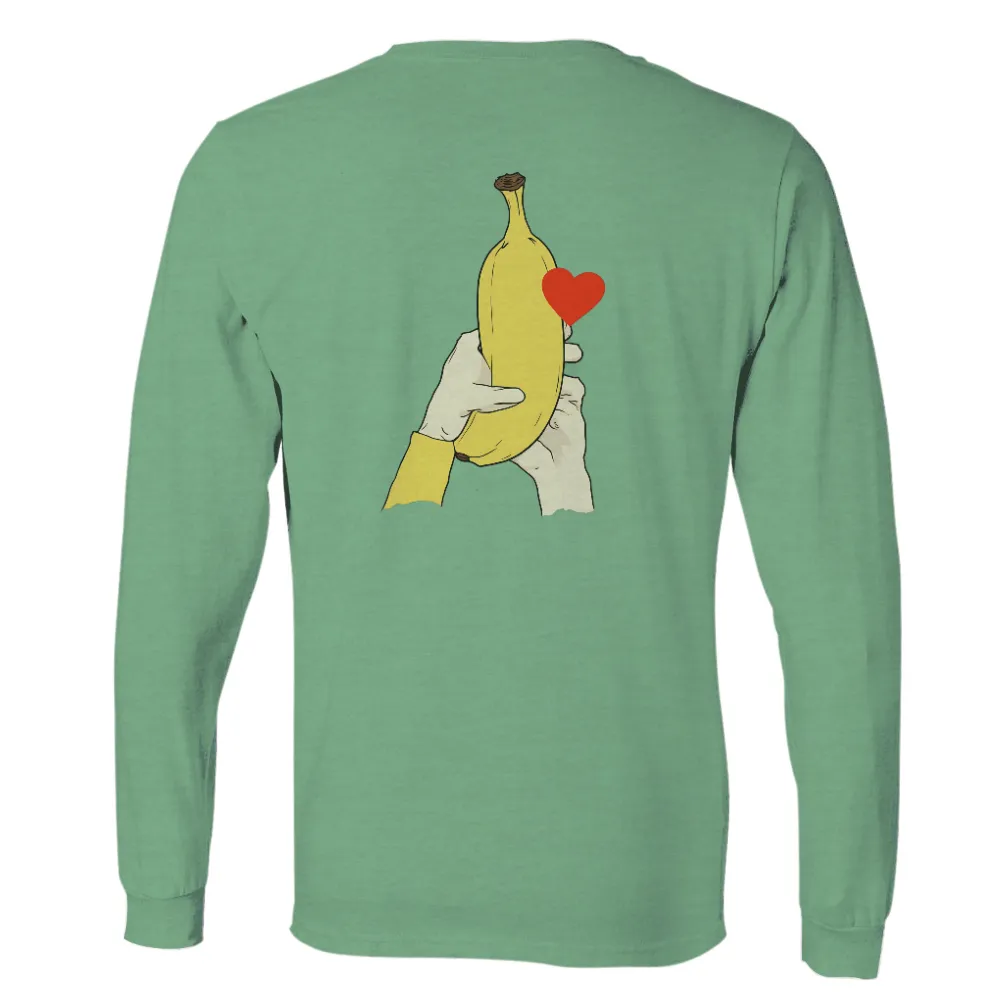 Shirts Graphic Tees: Banana Heart Love - Minimalist Artistic Design|mlb logo shirt with heart