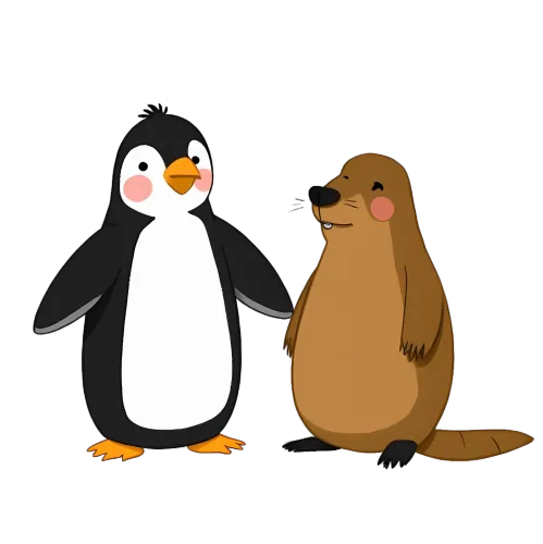 T-Shirts Pattern: Unlikely Friends - Pippin the Penguin and Marmie the Groundhog