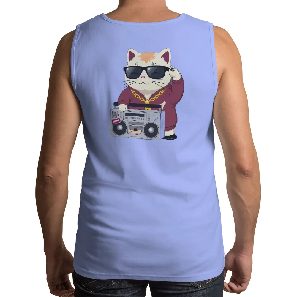 Hip-Hop Cat Tee | Tee Shirt Printing | Swag, Boombox, Music| Cat with a gold chain