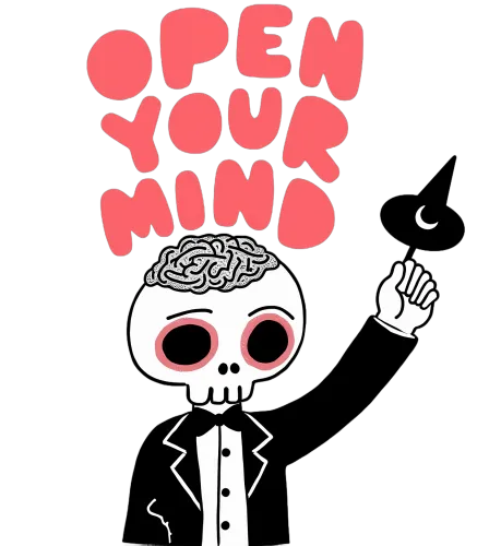 Graphic Tees: Open Your Mind - Whimsical Skeleton Design