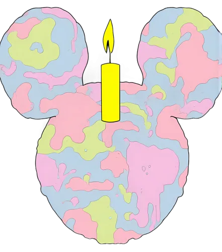 Vintage Mouse Silhouette with Pastel Camouflage and Lit Candle Art