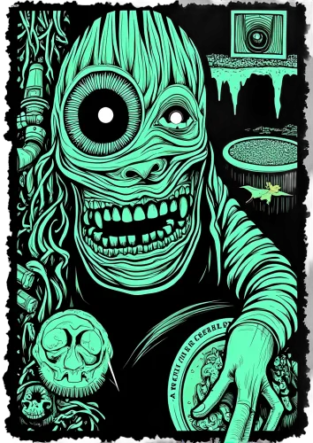 Tee Shirt Printing: Macabre Creature in Neon Glow