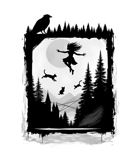 Graphic Tees: Luna's Midnight Adventure - Night, Moon, Cats, Castle