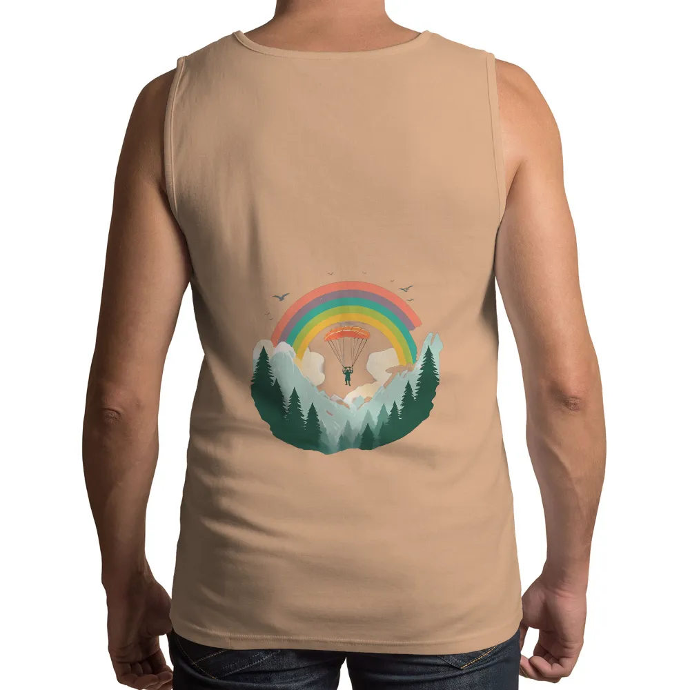 Custom Adventure Parachute Rainbow Design - Capture the Thrill of Exploration|white long sleeve shirt with rainbow stripe