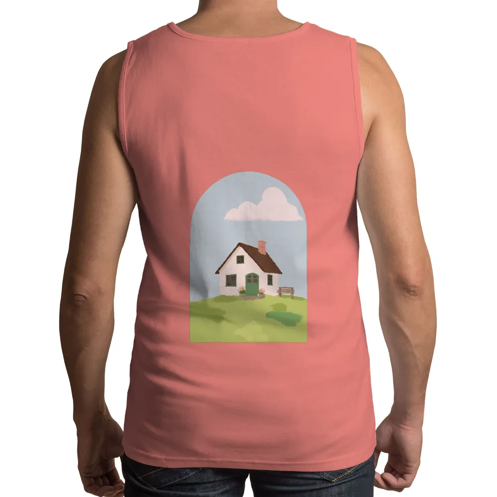 TShirt Design: Serene Cottage in Nature|graffiti nature