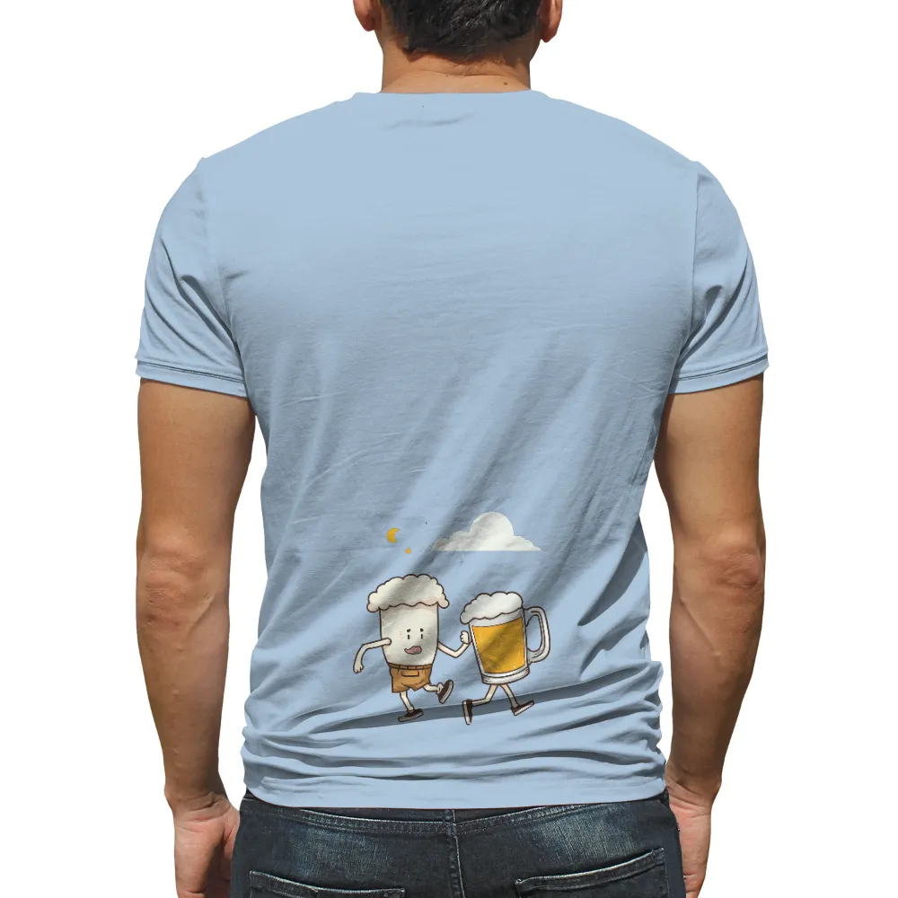 T-Shirts Design: Unexpected Friendship - Beer and Milk Under the Crescent Moon|merica beer shirt