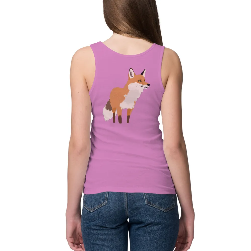 Tee Shirts Printed: Curious Fox in Vibrant Orange and White|white t shirt and black shirt