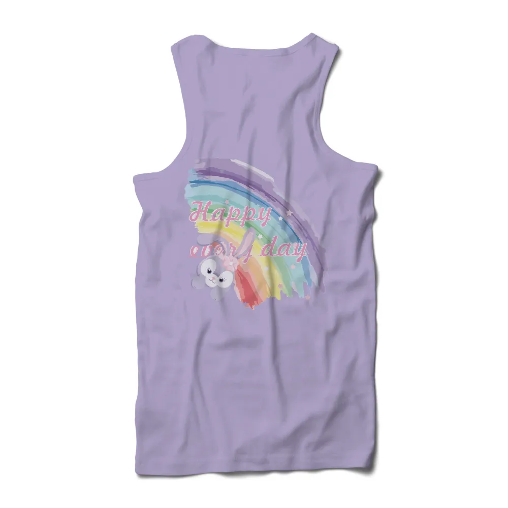 Shirts Graphic Tees Happy Every Day Bunny Rainbow|comfort colors bleach dye