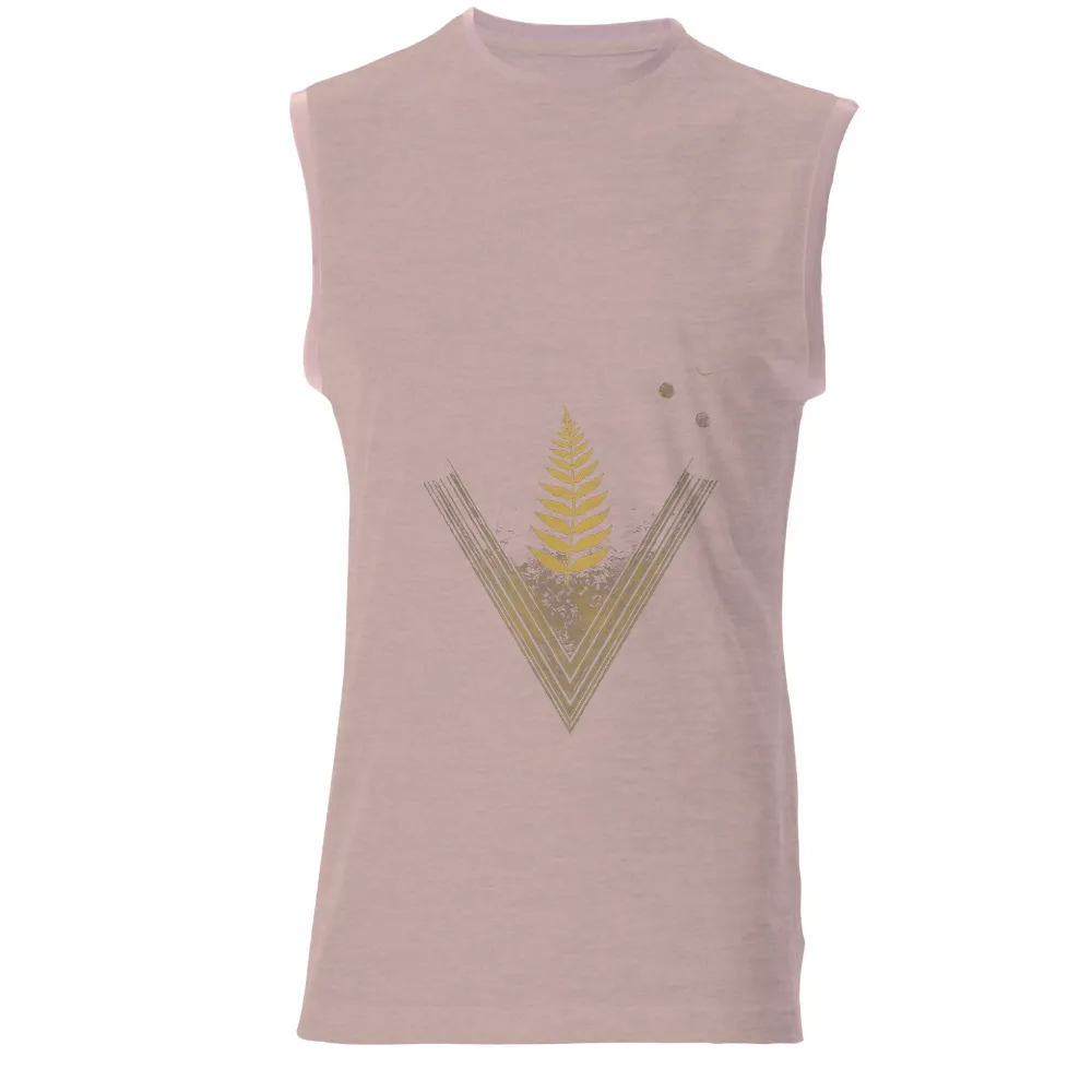 Tee Shirts Printed with Golden Fern and Geometric Patterns| elegant design