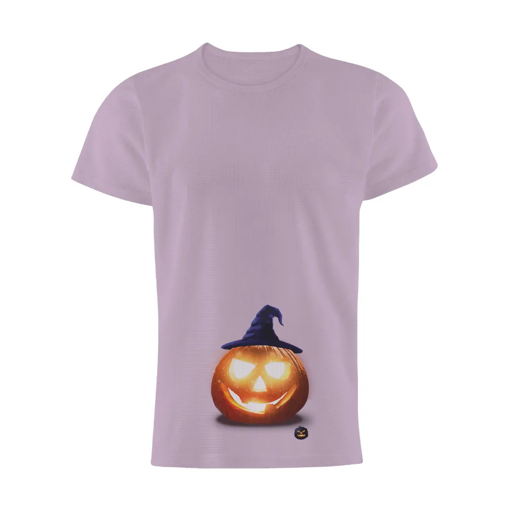 T-Shirts Design: Halloween Pumpkin with Witch Hat|men halloween t shirts for adults