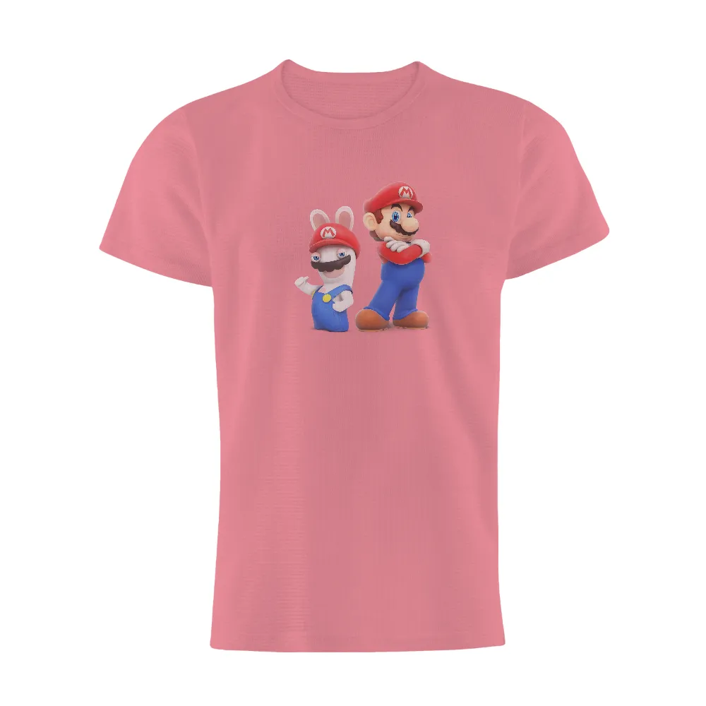 T-Shirt Printing: Rabbid Mario and Original Mario - Gaming Fusion|video game valentine shirt