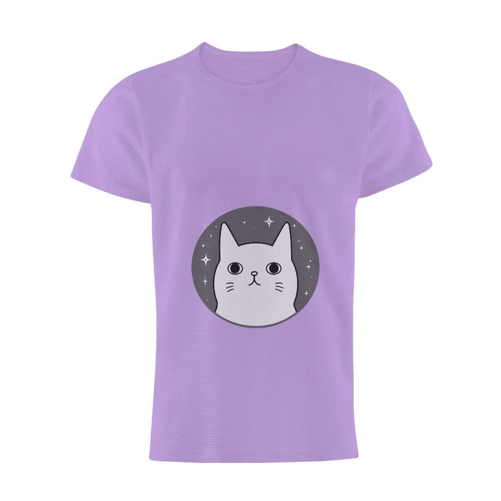 Whimsical Cat Face and Stars Design for Custom Apparel|nba vintage tshirts