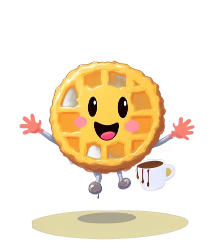 T-Shirts Pattern: Wally the Waffle Brings Joy with Coffee