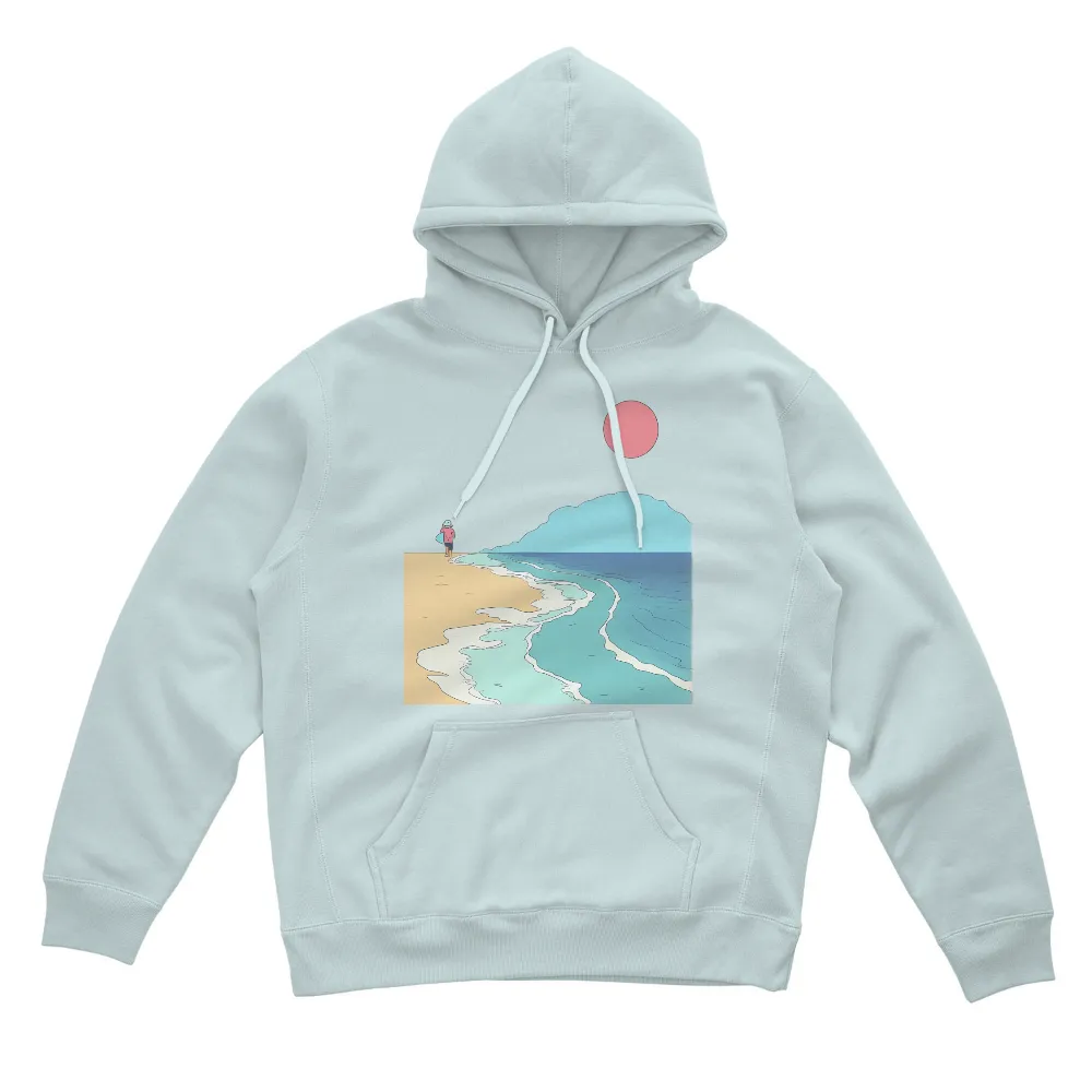 Tee Shirts Printed: Minimalist Surfer's Dream - Pink Sun and Ocean Harmony|dunk low sun club shirt