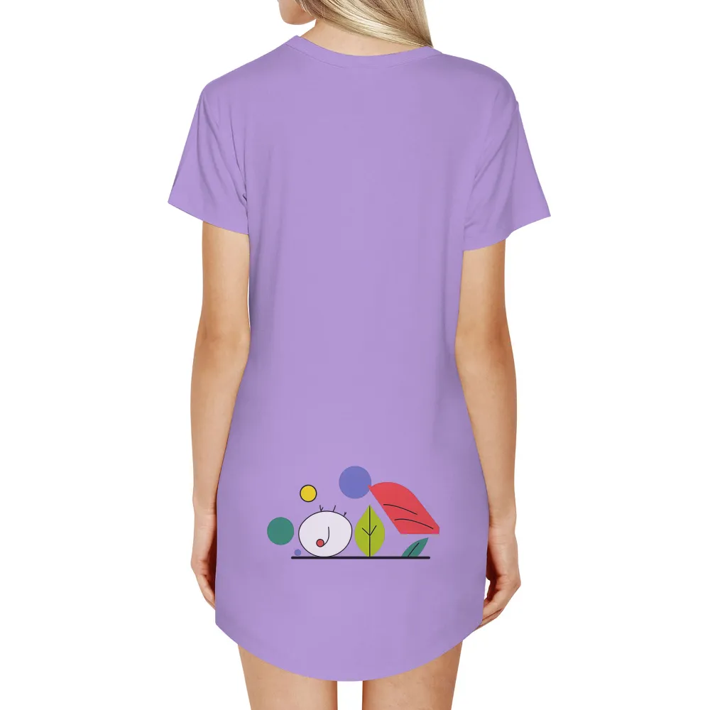 TShirt Design: Whimsical Bloop in the Garden of Colors|blue shirt cartoon character