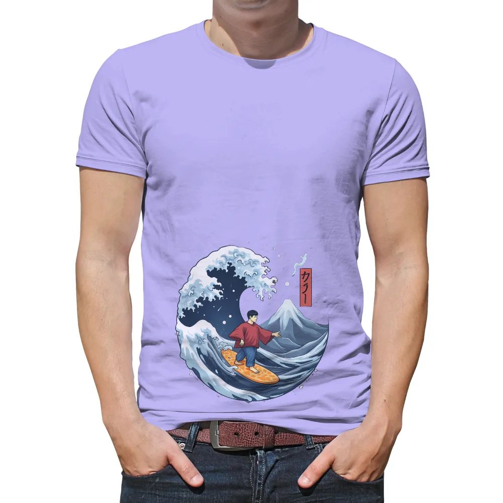 Tee Shirt Printing: Surfing the Great Wave - Japanese Culture Meets Modern Surfing| Mount Fuji in the background