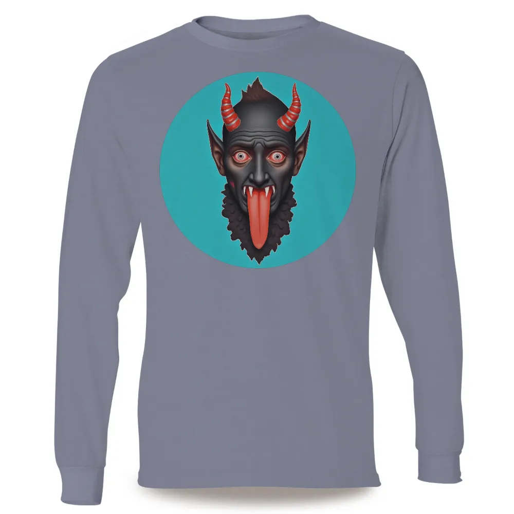 Customized Tee Shirts: Mythical Creature Art | Folklore & Supernatural Legends|Dark menacing face with glowing red eyes