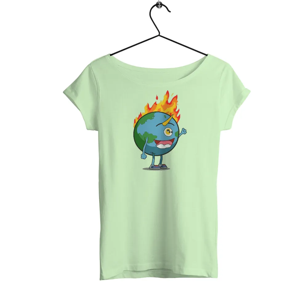 T-Shirts Design: Earthy's Call for Environmental Action|cartoon graphic drop shoulder tee