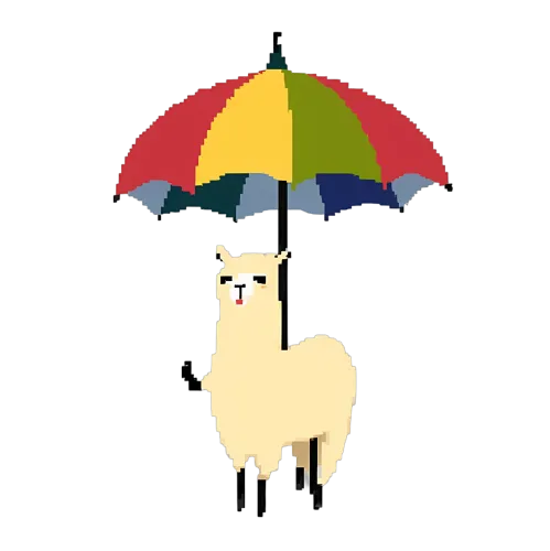 Graphic Tees: Whimsical Alpaca Under a Colorful Umbrella