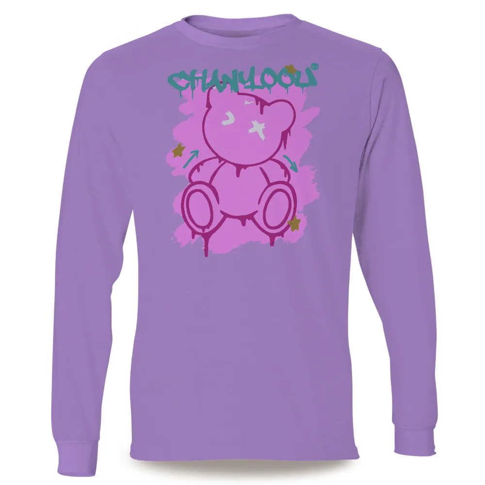 Graphic Tees: Pink Teddy Bear Street Art Design|trap graffiti