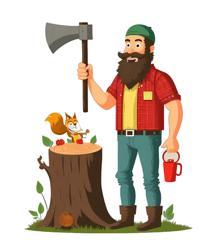 Custom Tee Shirts: Lumberjack and Squirrel - Nature's Harmony