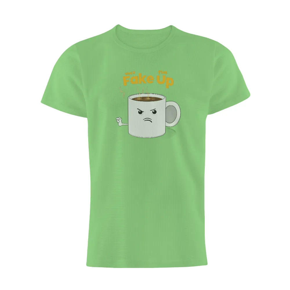 Custom Design with 'Wake the Fake Up': Coffee, Anger, Fist, Irony, and Humor|zelda coffee shirt