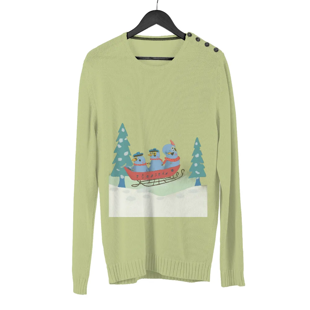 TShirt Printing: Winter Adventure with Whimsical Birds| whimsical scene