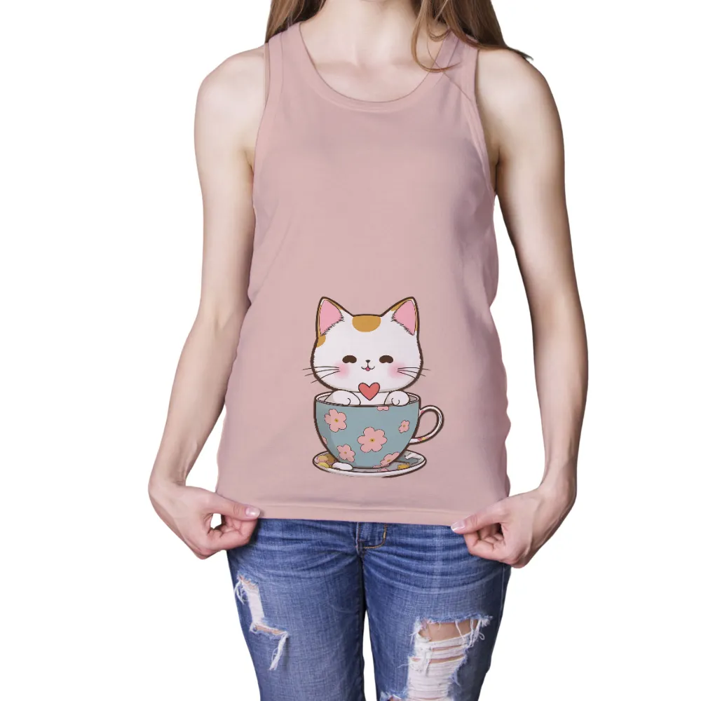 T-Shirts Pattern: Adorable Cat in a Teacup|women cute 4th of july shirts