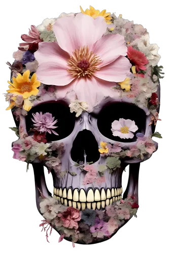 TShirt Printing: Elysium - A Skull Adorned with Flowers