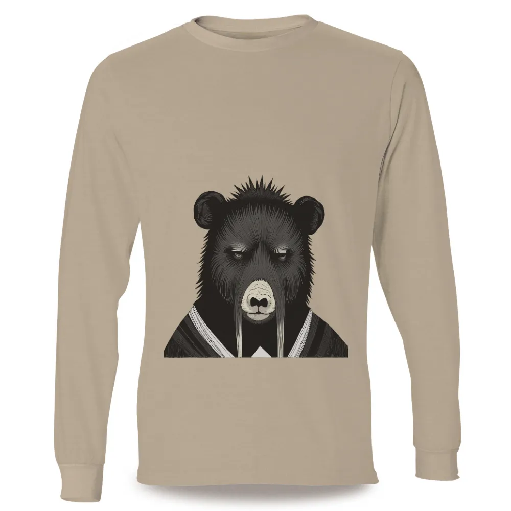 Custom T-Shirt Printing: Sophisticated Bear in a Tuxedo|cartoon bear print colorblock oversized tee