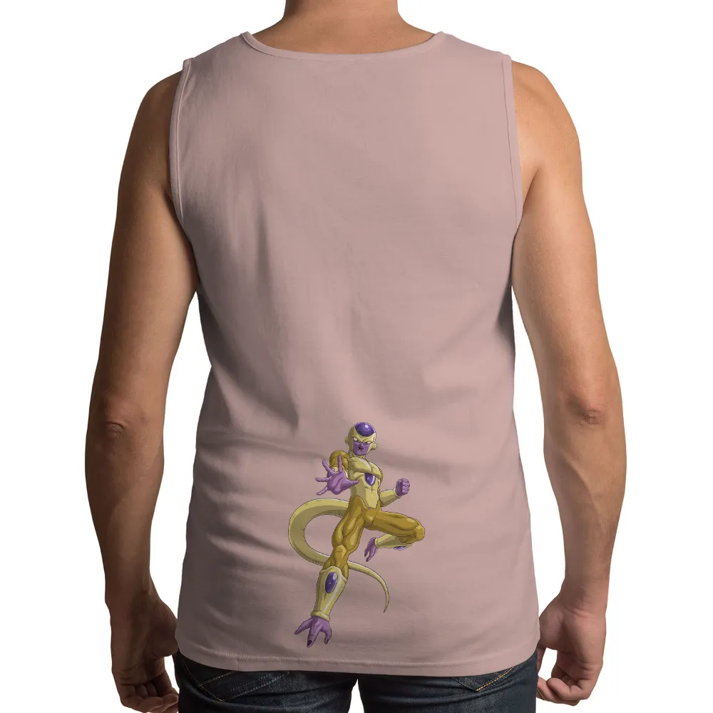 T-Shirts Pattern: Golden Warrior with Purple Skin - Anime Iconic Design|battle hoodie shirt