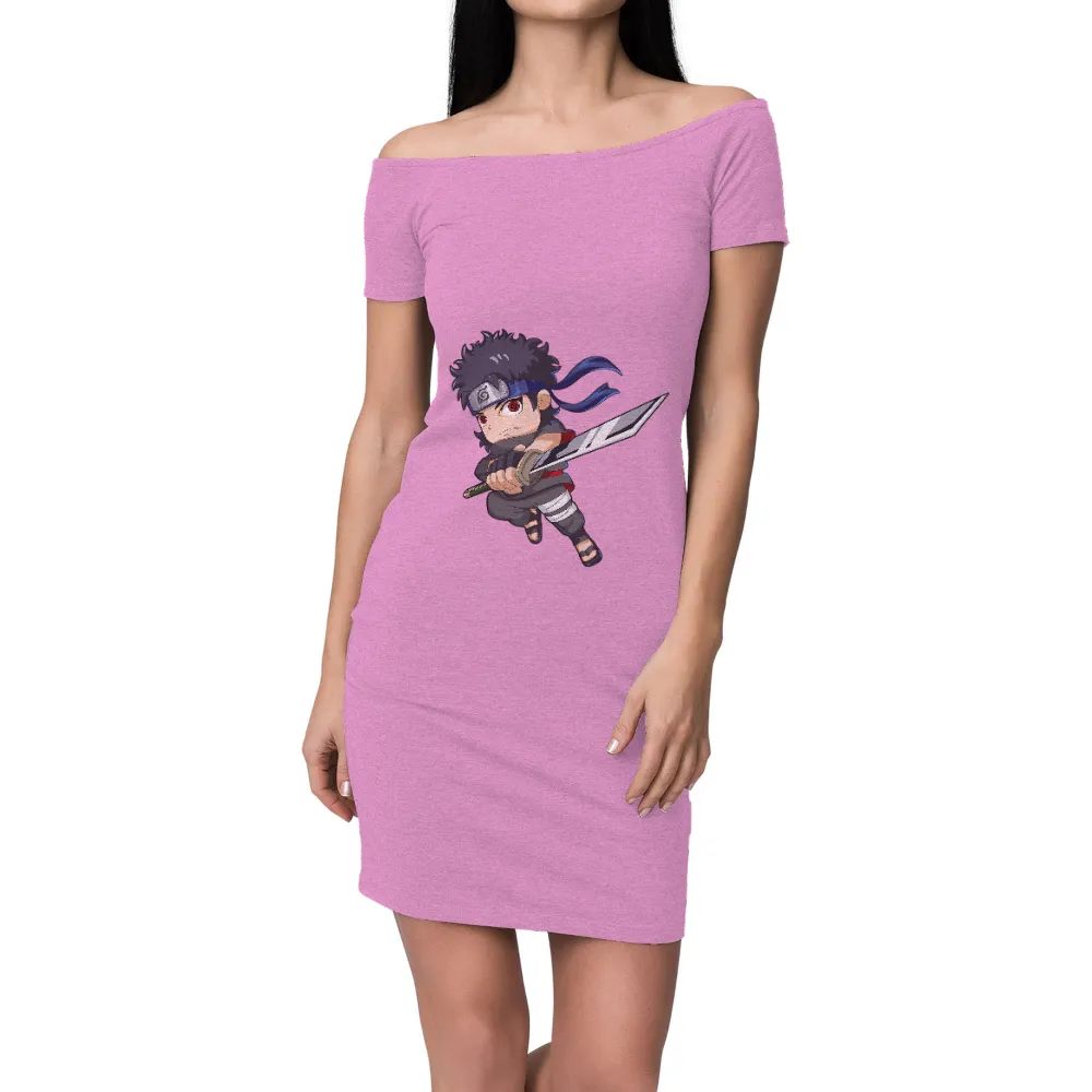 Shirts Graphic Tees: Chibi Sasuke Uchiha with Vibrant Colors and Dynamic Pose|hidden naruto shirt