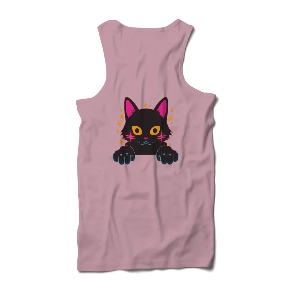 Custom T-Shirt Printing: Neon Cyberpunk Black Cat Adventure|neon green graphic tees women's