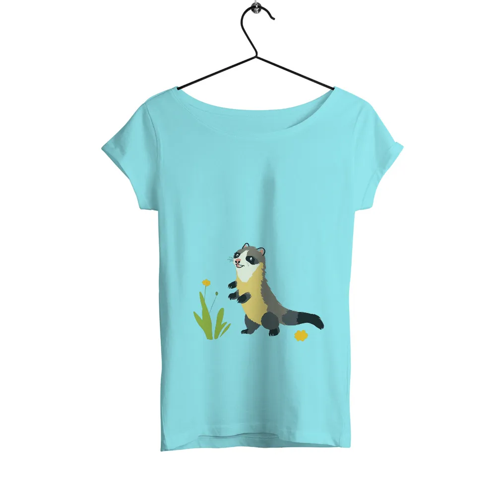 Shirts Graphic Tees: Whimsical Ferret and Flower Design|simplicity tee shirt pattern